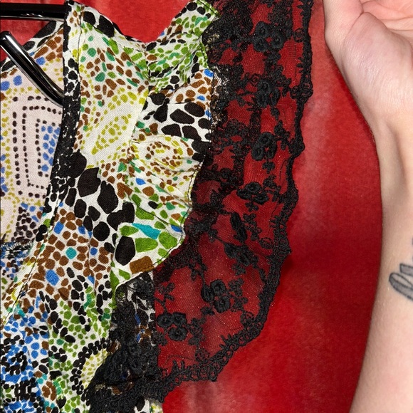 Desigual Colorful Patterned Blouse with Lace Sleeves - Picture 4 of 5